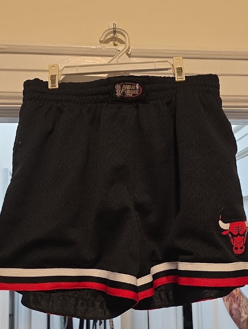 Mitchell & Ness Black Shorts with Red and White Accents